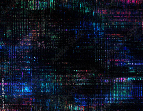 Abstract digital graphic design with vibrant color patterns and data streams.