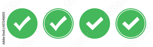 Green check mark icon, approval tick sign