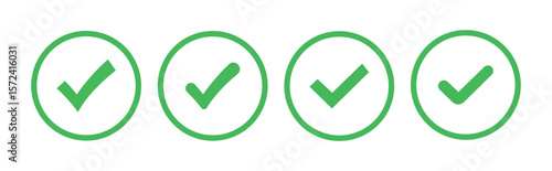 Check Mark Icon Set Vector Design. Green check mark icon, approval tick sign