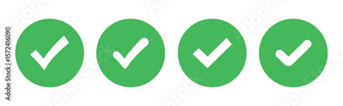 Green check mark icon, approval tick sign