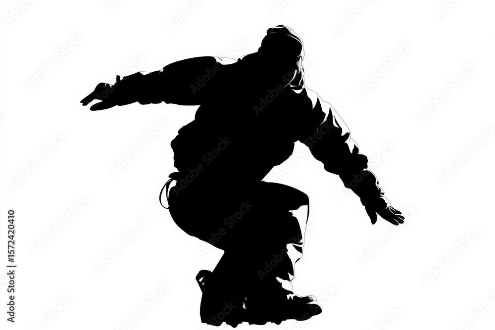 Fototapeta premium Black silhouette of an athlete in a dynamic pose, ideal for illustrating movement and energy.