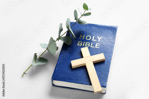 Holy bible with wooden cros...