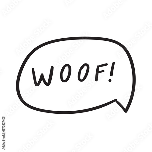 Woof. Isolated speech bubble. Outline vector icon. Illustration on white background.
