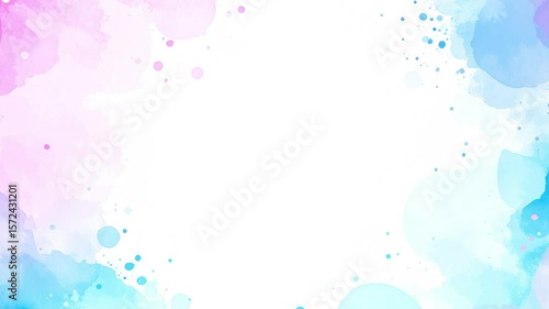 Seamless Watercolor Frame Animation – Soft Pink and Blue Blotches on White Background
