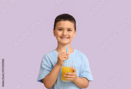 Cute little boy with glass ...