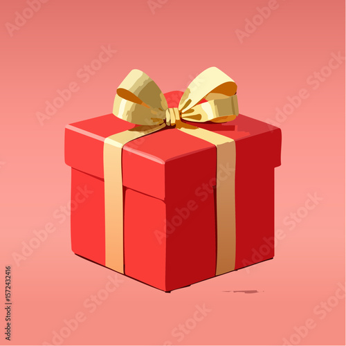 A vibrant red gift box adorned with a festive ribbon and bow, perfect for any holiday or celebration surprise