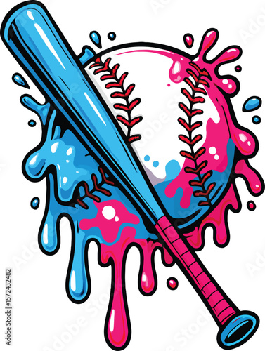 Melting Baseball Dripping Paint