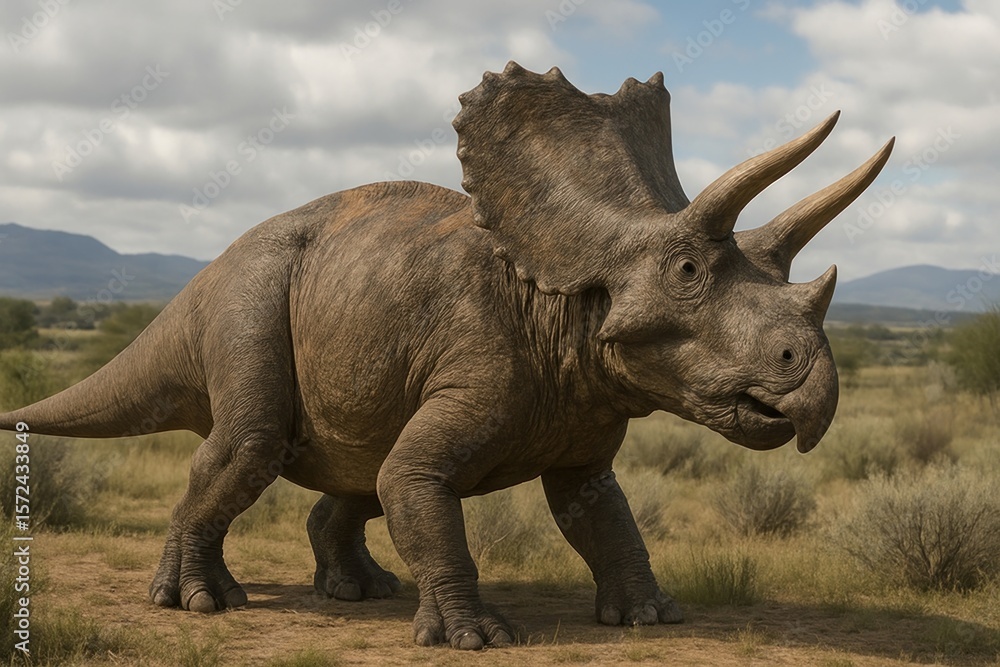 Fototapeta premium Majestic triceratops in natural habitat.