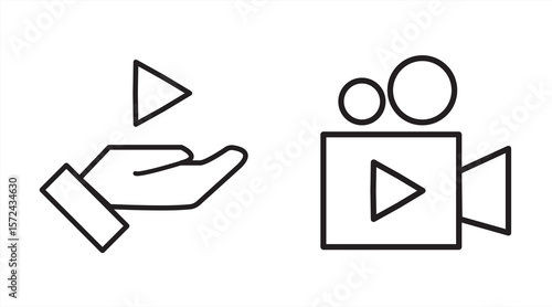 Video Play Icon — Monoline Series, white background, vector