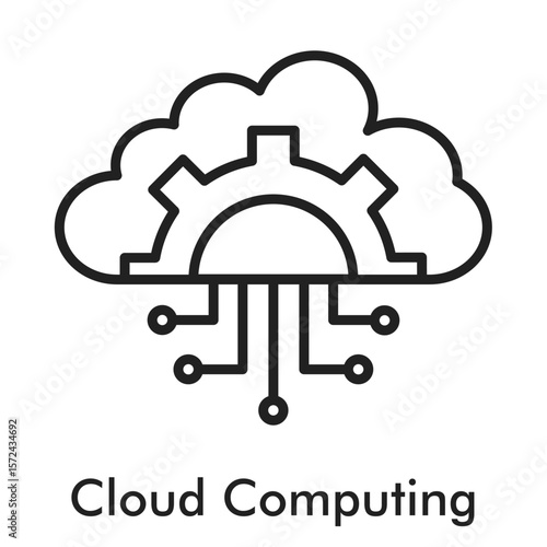 Cloud Computing Icon - Line Style