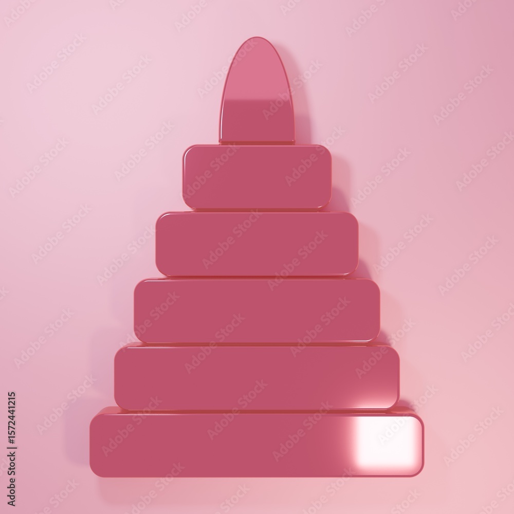 Pink Pyramid toy icon isolated on pink background. Minimalism concept. 3D render illustration Pink Pyramid toy icon isolated on pink background. Minimalism concept. 3D render illustration