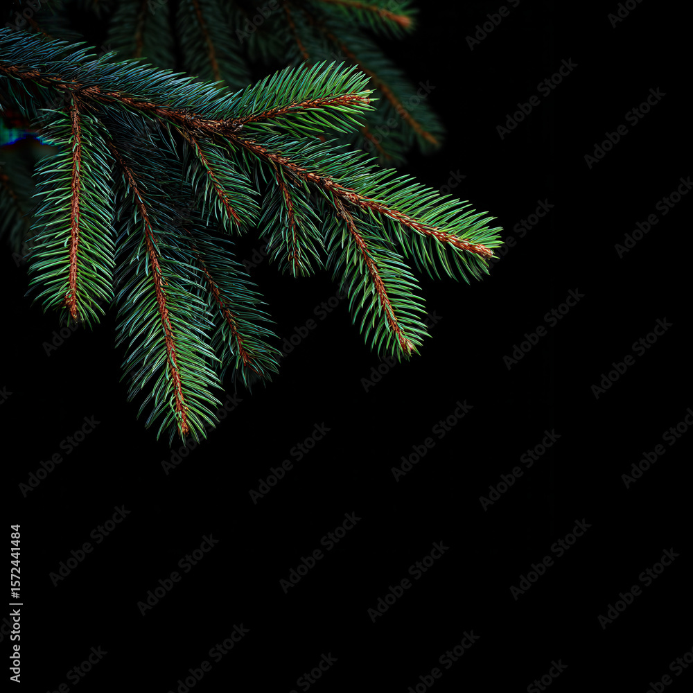 Obraz premium Pine needles close-up in dark setting