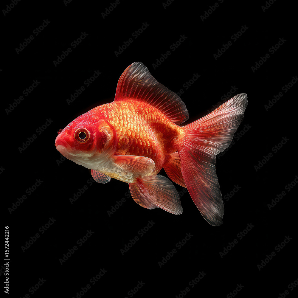 Goldfish swimming gracefully in dark water Goldfish swimming gracefully in dark water