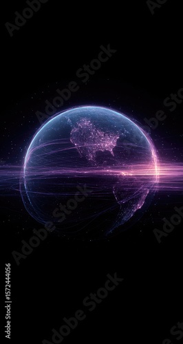 Wallpaper Mural A vibrant, glowing Earth, highlighted by  light streaks Torontodigital.ca