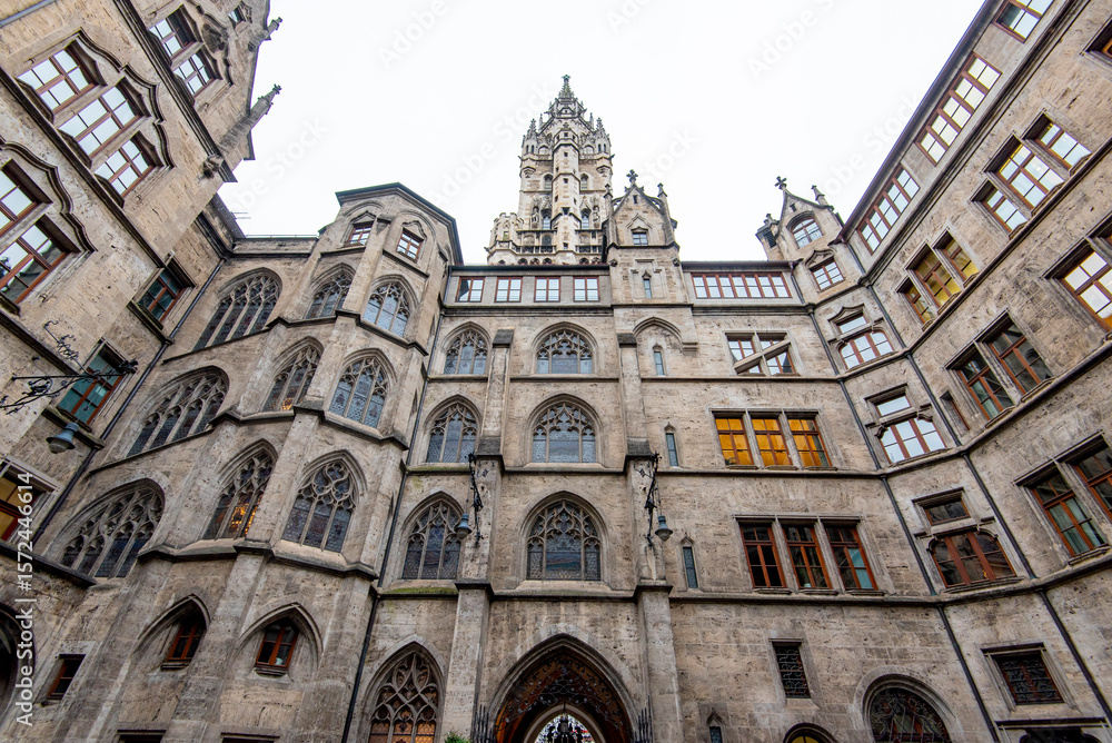 Facade in Courtyard of New Town Hall in Munich - Germany Facade in Courtyard of New Town Hall in Munich - Germany