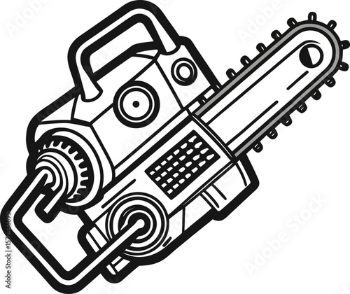  vintage style electric chainsaw illustration bla.eps