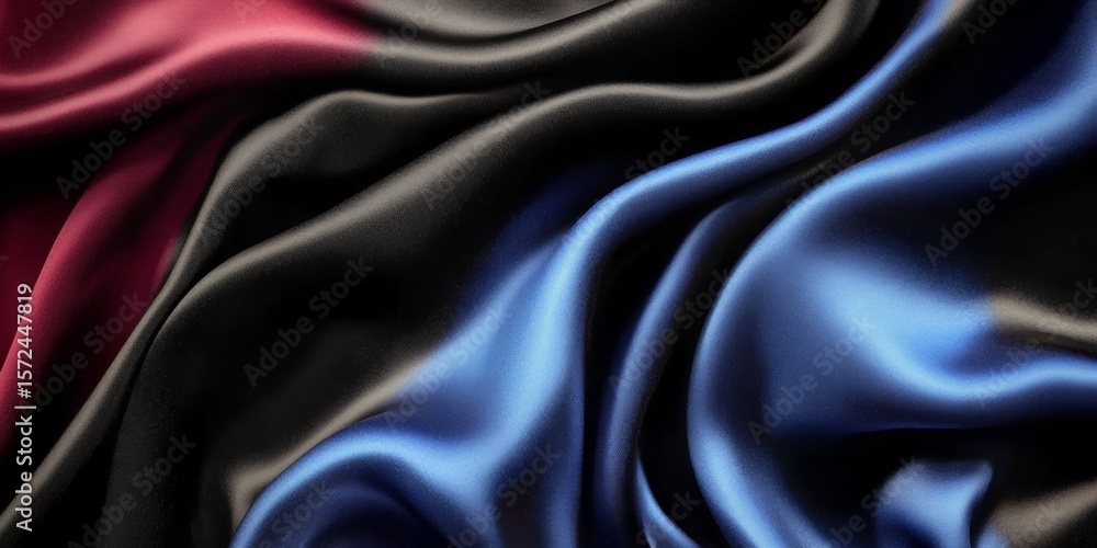 Fototapeta premium Luxurious Dark Blue Silk Fabric Waves and Folds, Elegant Textile Abstract Art for Background Use