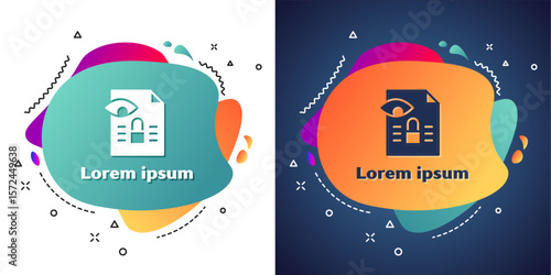 White Journalistic investigation icon isolated on white and blue background. Financial crime, tax evasion, money laundering, corruption. Abstract banner with liquid shapes. Vector