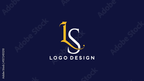  Minimal LS Monogram Logo with Elegant Script Style in Yellow and White, Perfect for Branding or Personal Projects