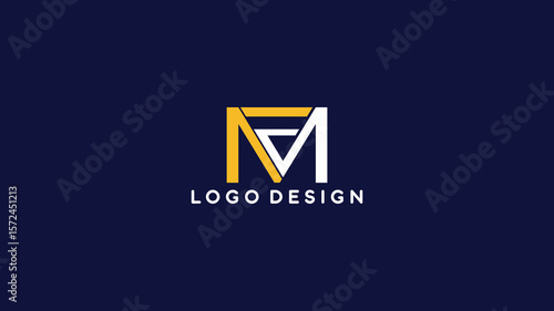 Geometric FM Monogram Logo in Yellow and White with Modern Tech Look, Ideal for Software, Finance, or Business Branding