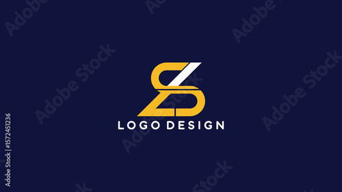 Modern LS Lettermark Logo with Rounded and Angular Shapes in Yellow and White on Navy Background for Stylish Brand Identity