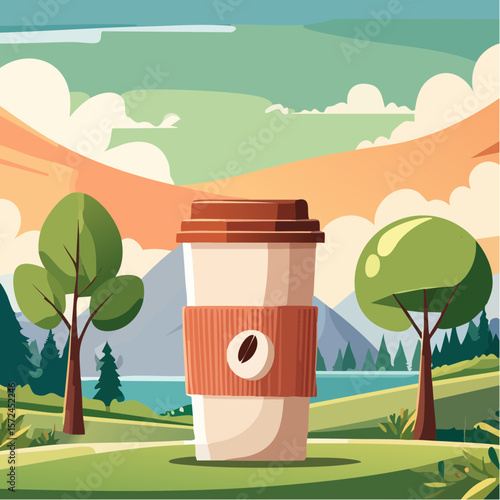 modern green reusable coffee cup for sustainable lifestyle