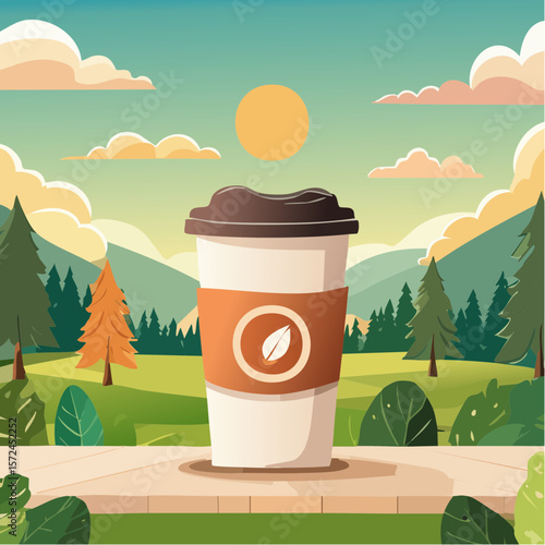 modern green reusable coffee cup for sustainable lifestyle