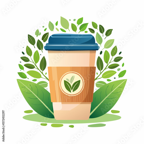 modern green reusable coffee cup for sustainable lifestyle