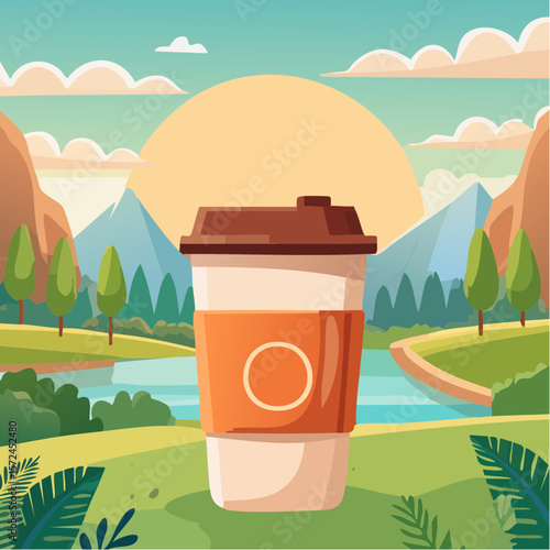 modern green reusable coffee cup for sustainable lifestyle