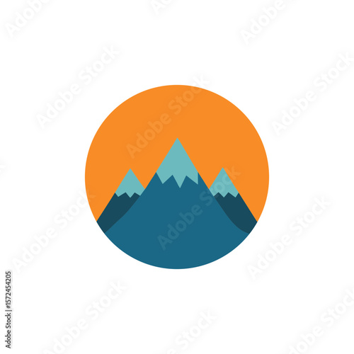Minimalist mountain scene with sun reflection for adventure nature and scenic landscape