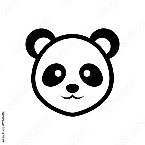 Minimalist panda face logo with white background for cute wildlife and conservation art