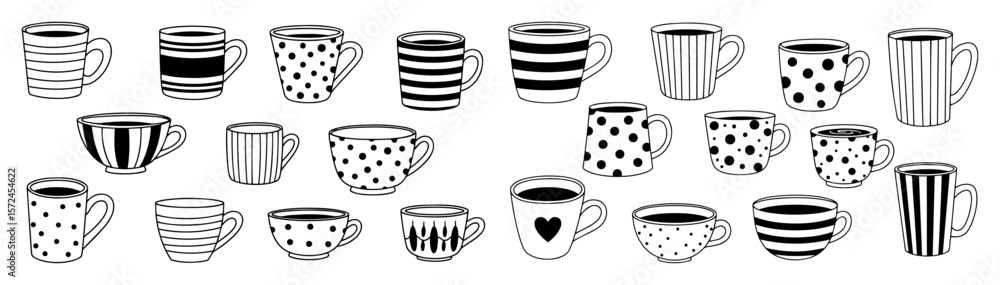 Obraz premium hand drawn coffee mugs set
