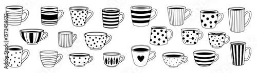 hand drawn coffee mugs set