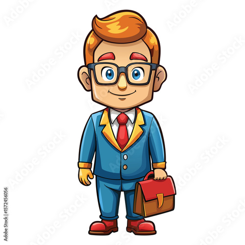 Cartoon businessman character with briefcase