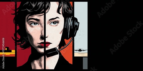 Air Traffic Control: A Graphic Novel Portrait of a Focused Woman