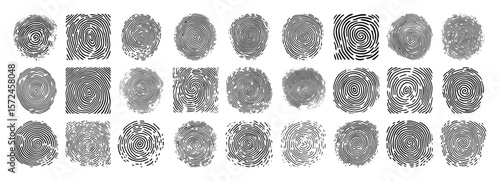 fingerprint stamp icon collection black vector