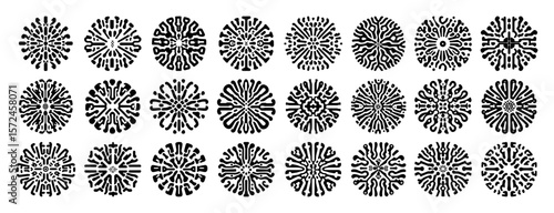 abstract round tribal symbols icon set collection vector pattern shape
