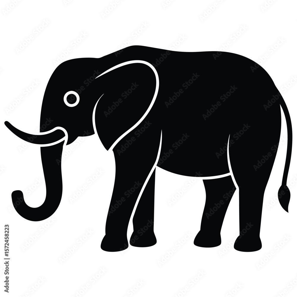 Fototapeta premium Black elephant standing profile view animal wildlife