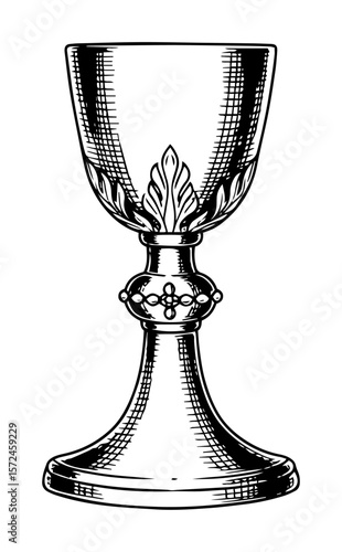ornate chalice goblet hand drawn vintage sketch vector