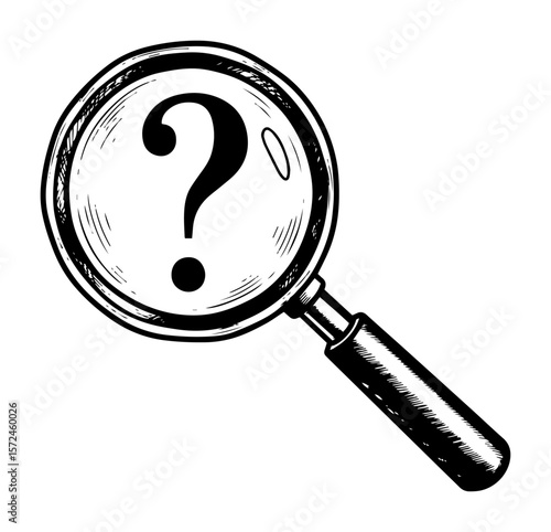 search icon with question mark doodle concept