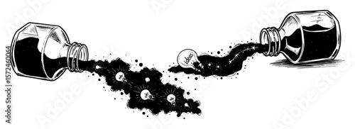 creative spilled ink bottles abstract splash art