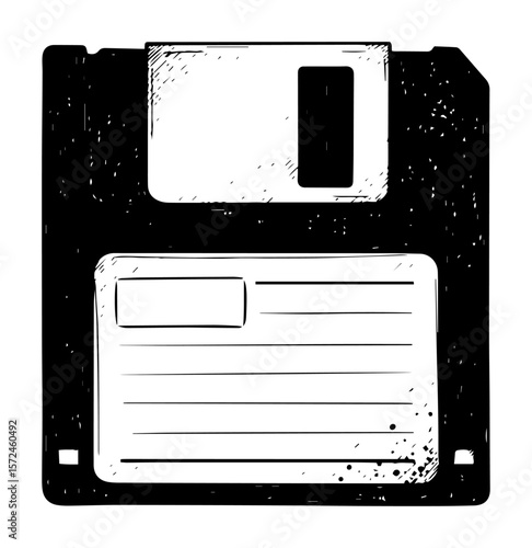 vintage floppy disk data storage hand drawn vector
