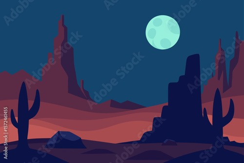 landscape with moon and mountains
