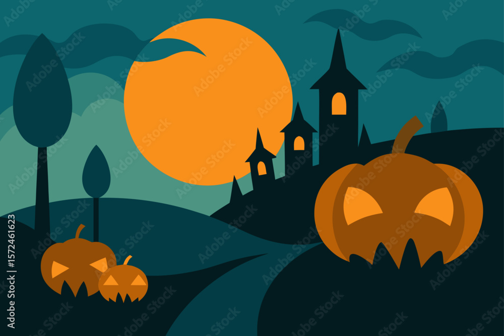 Fototapeta premium halloween background with pumpkin and bats
