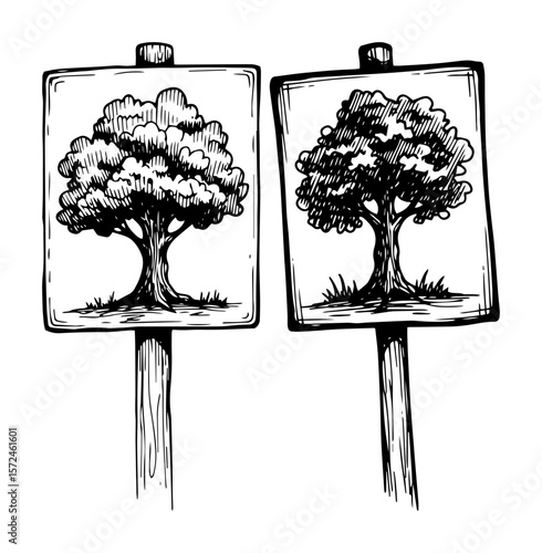 save the trees protest signs environmental awareness concept vector pattern shape