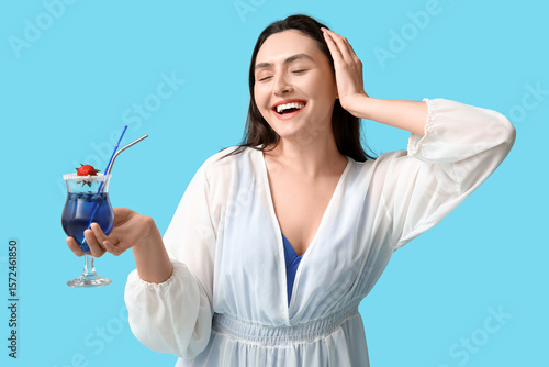 Happy young woman enjoying ...