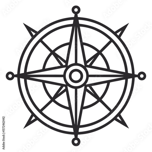 Foto Stylised compass rose graphic with cardinal directions isolated on white backgro
