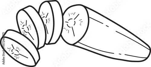 Line Art Trio of Plantains, Curving Cluster
