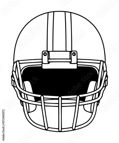 american football helmet front view line art illustration