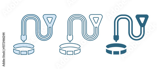 Blue Collar with name tag icon isolated on white background. Simple supplies for domestic animal. Cat and dog care. Pet chains. Vector